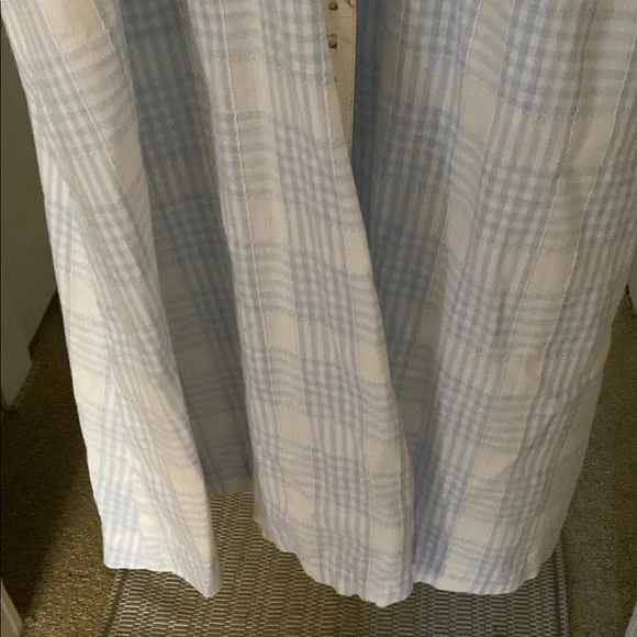 Light Blue Plaid Button-Up Dress with belt handmade vintage belt grandma - Picture 6 of 14